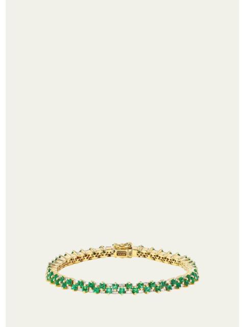 SUZANNE KALAN 18K Yellow Gold Princess Mini Stack Emerald Tennis Bracelet