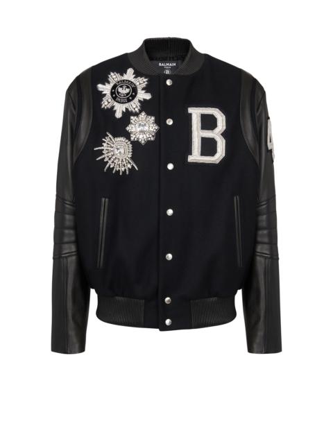 Balmain Balmain leather and wool jacket