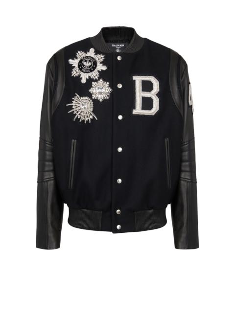 Balmain leather and wool jacket