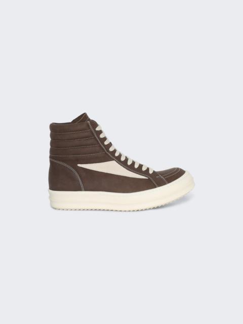 Rick Owens Porterville High Vintage Sneakers Saddle And Milk