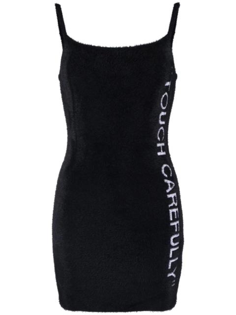 Off-White slogan detail fuzzy mini dress