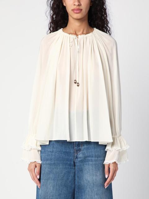 Ivory silk blouse with drawstring