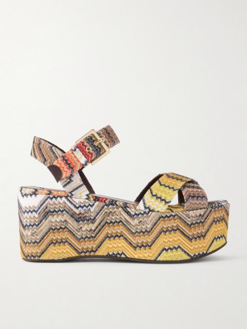Missoni Julia Striped Woven Lurex Platform Sandals