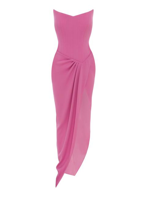 ALEX PERRY Asymmetric Crepe Corset Gown pink