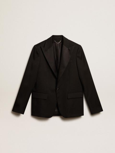 Men’s tuxedo jacket in black wool gabardine