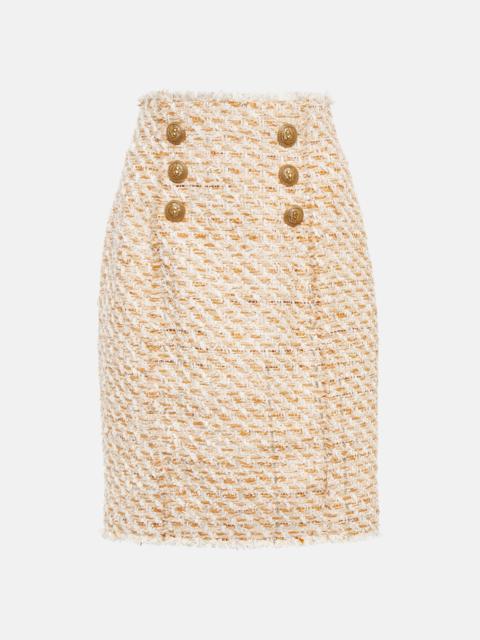 Balmain High-rise tweed miniskirt