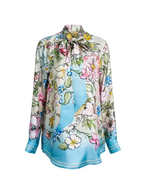 ELIE SAAB floral-print pussy-bow shirt