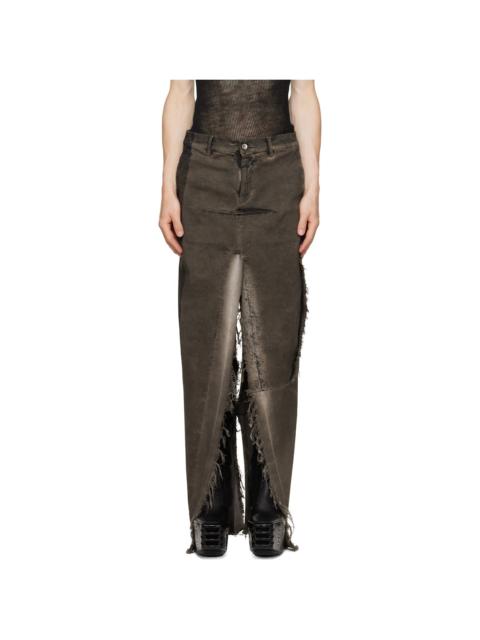 Rick Owens Gray Tower Sliced Denim Maxi Skirt