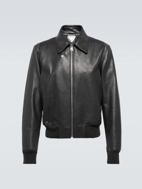 Leather blouson jacket