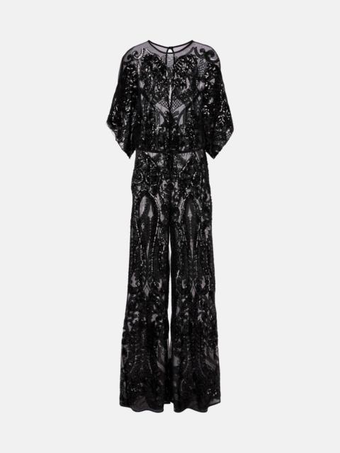 NORMA KAMALI Obie sequined semi-sheer mesh jumpsuit