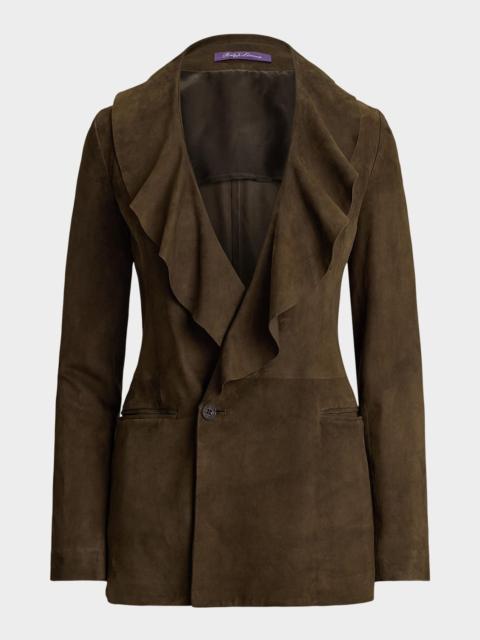 Ralph Lauren Lightweight Suede Ruffle Blazer
