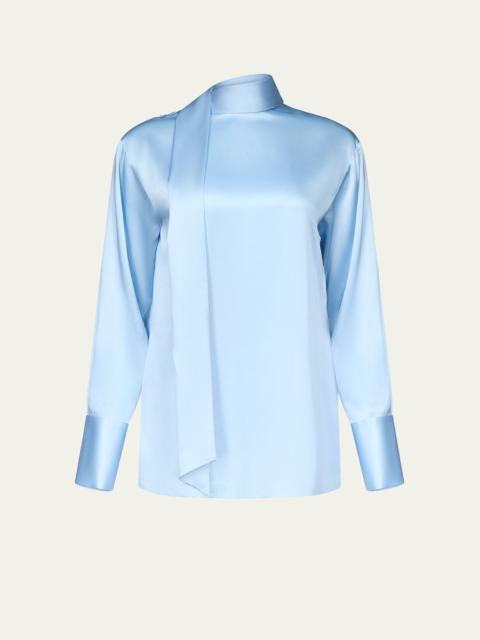 DIANE VON FURSTENBERG x Henry Zankov Eldridge Oversized Tie-Neck Silk Top