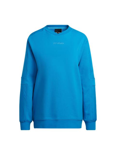 adidas x Ivy Park Crossover Solid Color Chest Logo Embroidered Pullover Round Neck Long Sleeves Blue