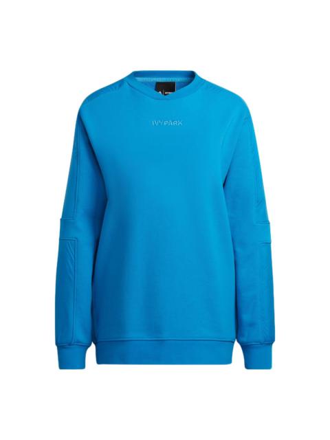 adidas adidas x Ivy Park Crossover Solid Color Chest Logo Embroidered Pullover Round Neck Long Sleeves Blue