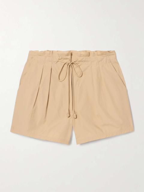 ULLA JOHNSON Camryn pleated cotton-poplin shorts