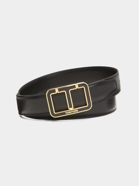 TOM FORD Men's T-Buckle Grained Leather Belt