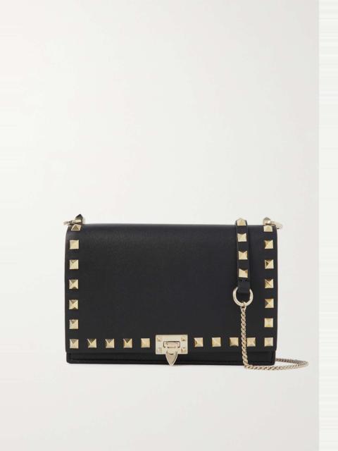 Rockstud leather clutch