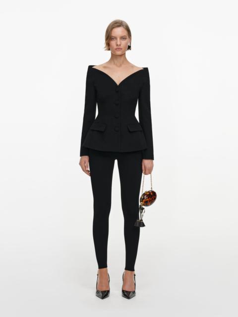 self-portrait Black Wool Crepe Jacket