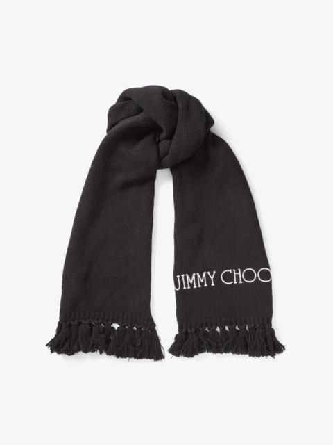 JIMMY CHOO Jutta
Black Wool Scarf with Embroidered Jimmy Choo Logo