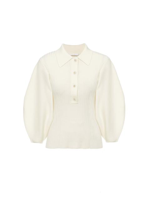 Chloé BALLOON-SLEEVE POLO SWEATER