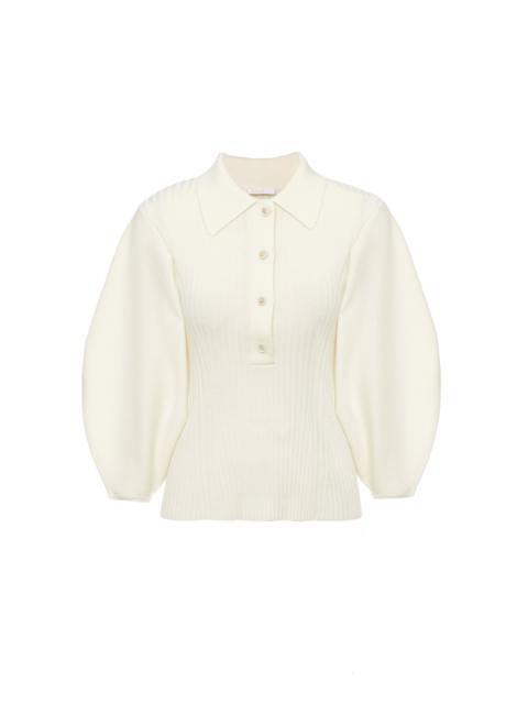 Chloé BALLOON-SLEEVE POLO SWEATER