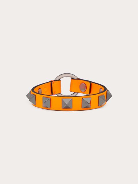 Valentino Rockstud Leather Bracelet with ruthenium studs