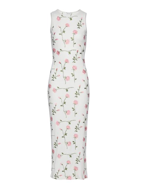 Embroidered Cotton-Blend Midi Dress off-white