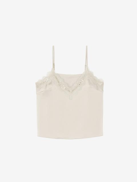 The Frankie Shop Varnell Satin Lace Top - Beige