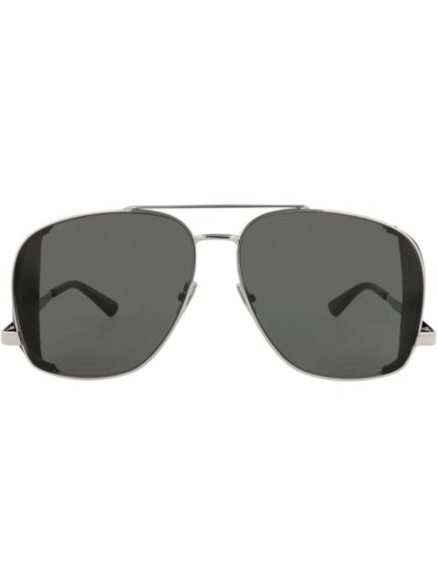 SAINT LAURENT Saint Laurent Aviator-Frame Metal Sunglasses Silver Silver Grey (SL653LEONL-30015641-001)