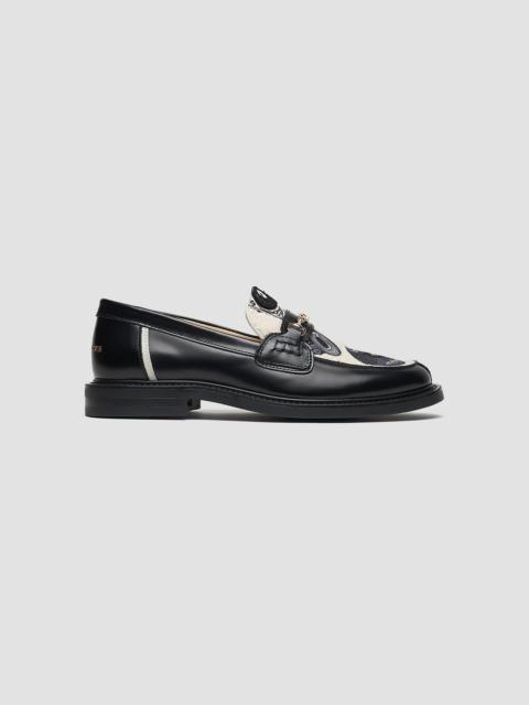 Filling Pieces Men's Vinyl Embroidered Leather Loafers - Black