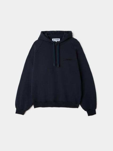 SMALL LOGO EMBROIDERED HOODIE /  blue