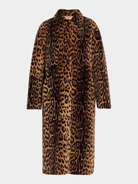 NILI LOTAN Davelle Leopard-Print Lamb Shearling Coat