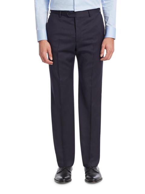 EMPORIO ARMANI Men's Navy Wool Trousers - Navy