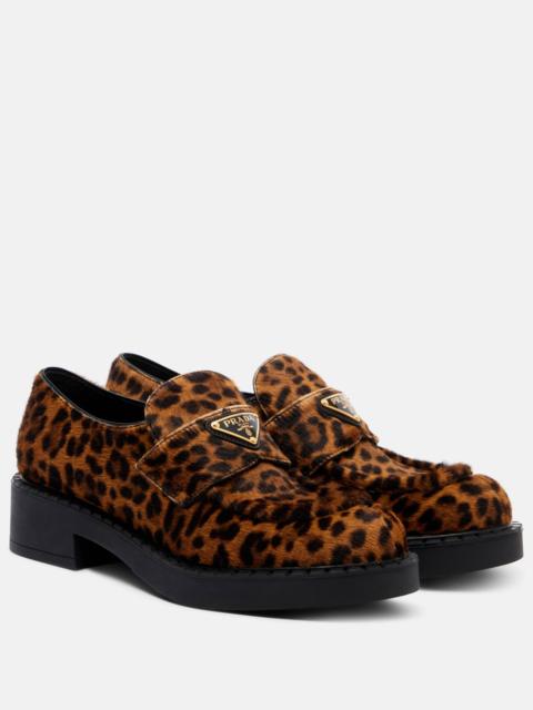 Prada Chocolate leopard-print calf hair loafers