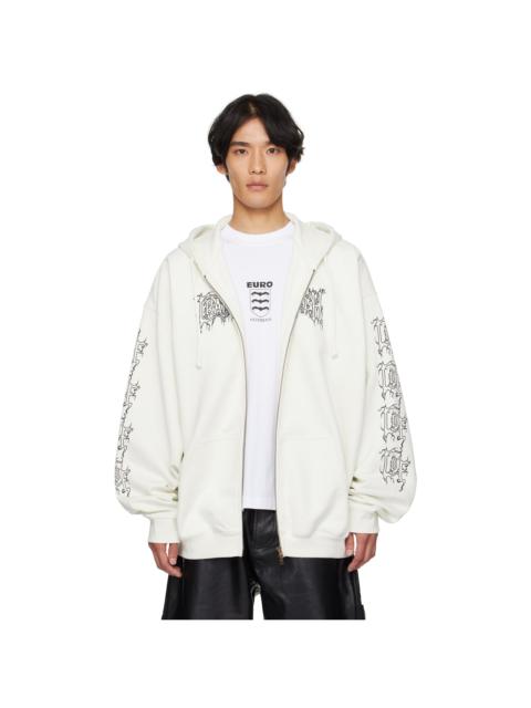 VETEMENTS Off-White Cradle of Filth Logo Oversized Zip-Up Hoodie