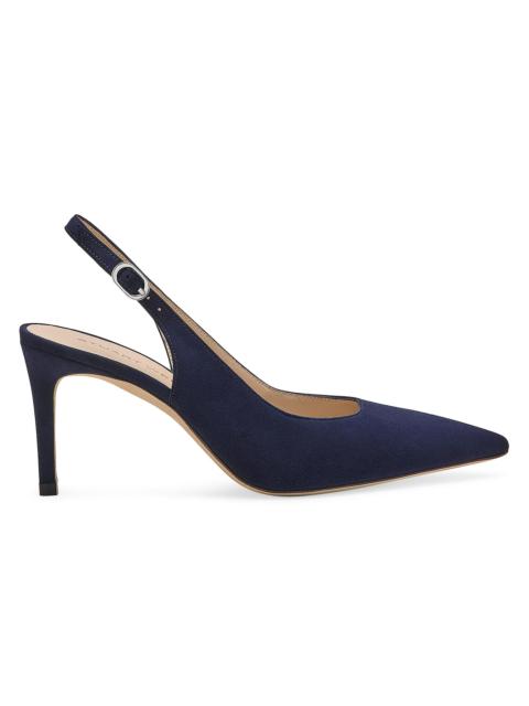 Stuart Weitzman Women's Power 75MM Suede Slingback Pumps - Nice Blue