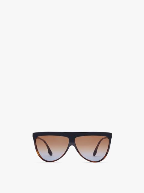Victoria Beckham Flat Top V In Black Tortoise