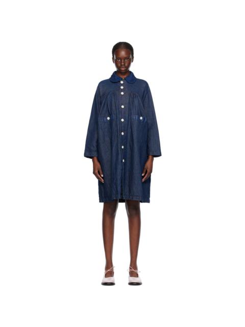TAO Comme Des Garçons Navy Gathered Reversible Denim Coat
