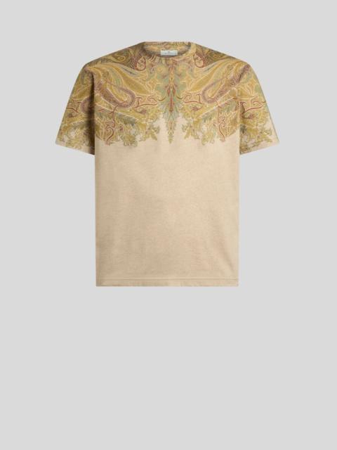 Etro COTTON JERSEY T-SHIRT WITH PLACED PAISLEY POCHETTE PRINT