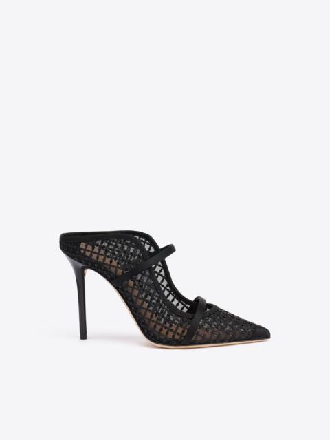MALONE SOULIERS Maureen 100 Black Sequin Mesh Mules
