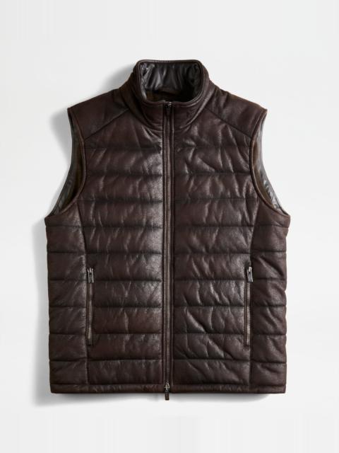 Tod's GILET IN SUEDE - BROWN