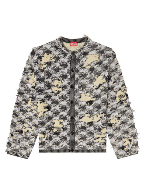 Diesel Men's Valbor Distressed Houndstooth Cardigan - Black Yellow