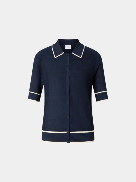 BOGNER Peaches silk knit jacket in Navy blue