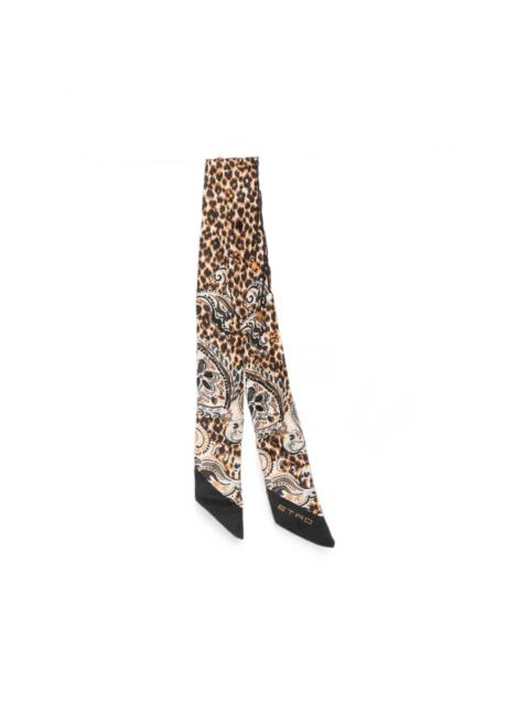 Etro leopard-print paisley-pattern scarf