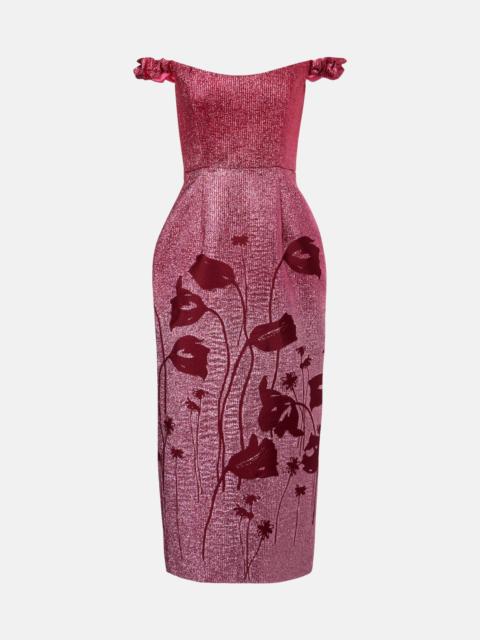 markarian Amina floral lamé corset dress