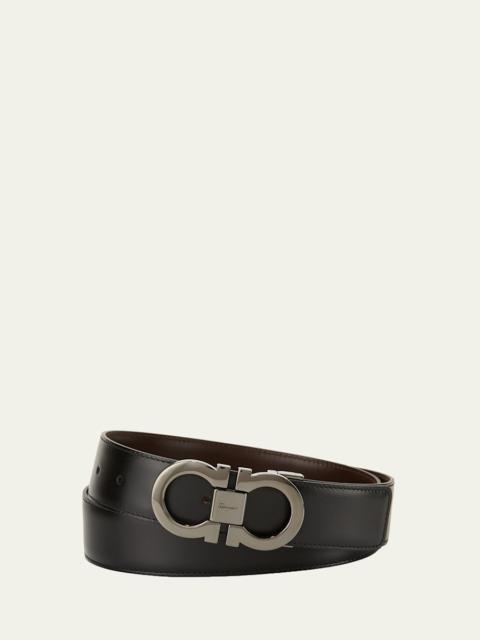 FERRAGAMO Men's Reversible Leather Double-Gancio Belt