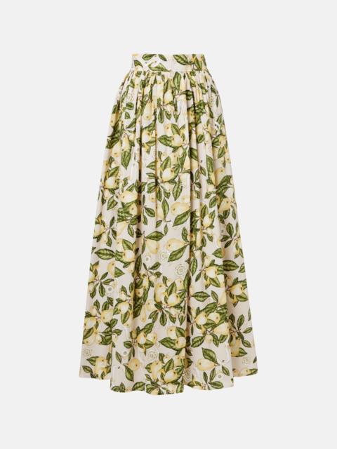 ADRIANA DEGREAS Printed cotton-blend maxi skirt