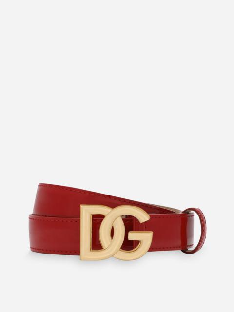Polished calfskin belt with DG logo