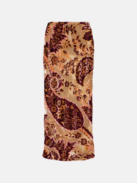 Etro Paisley jacquard velvet midi skirt