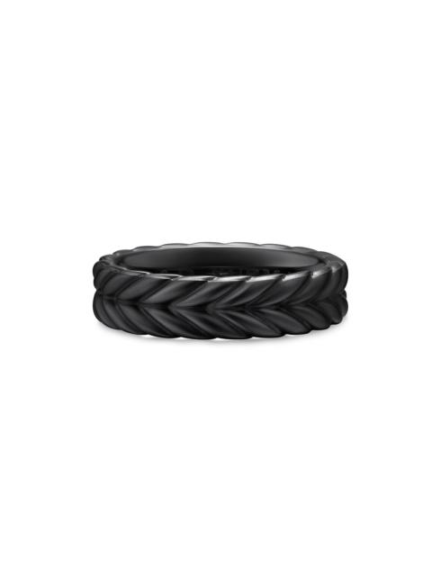 DAVID YURMAN Men's Chevron Band Ring in Black Titanium, 6.2MM - Black